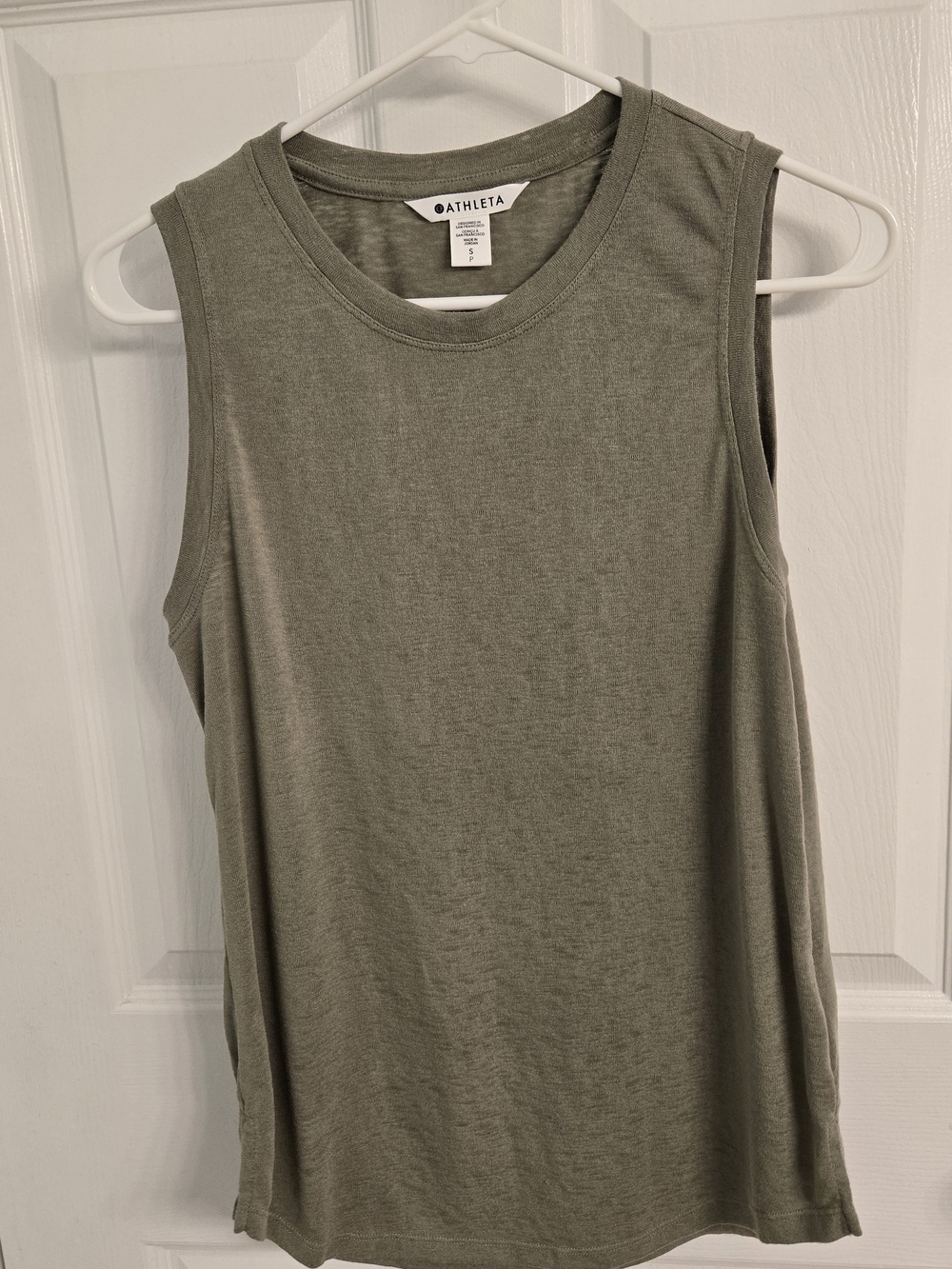 Athleta Breezy Tank Top Small Heathered Olive Green Muscle Tee 384043